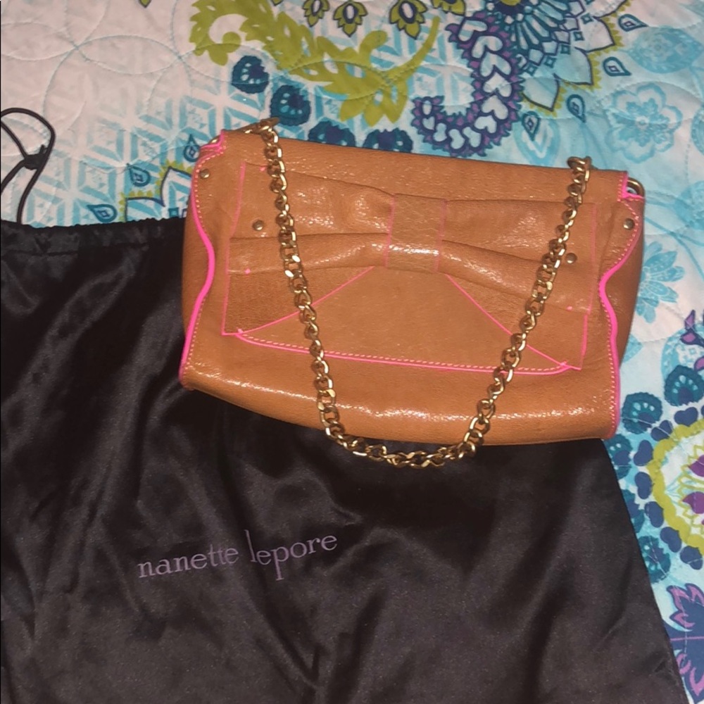 Nanette Lepore Leather Clutch w/ Bow NWOT